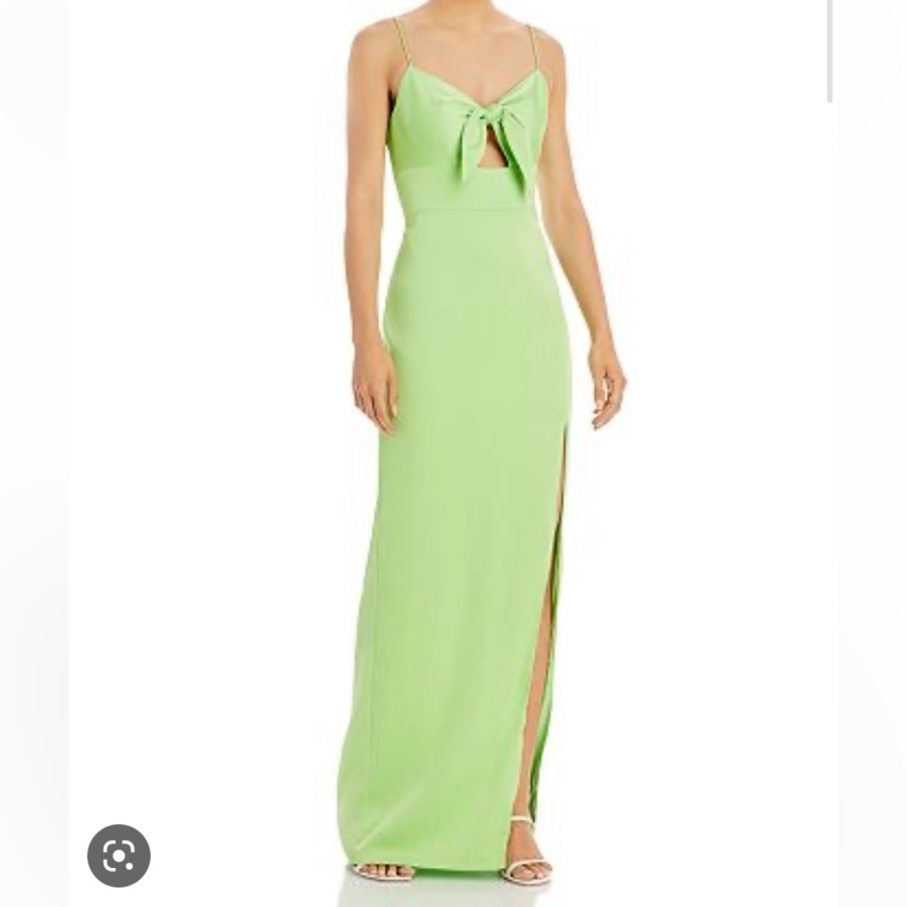 Aidan by Aidan Mattox tie front bodice dress in lime green